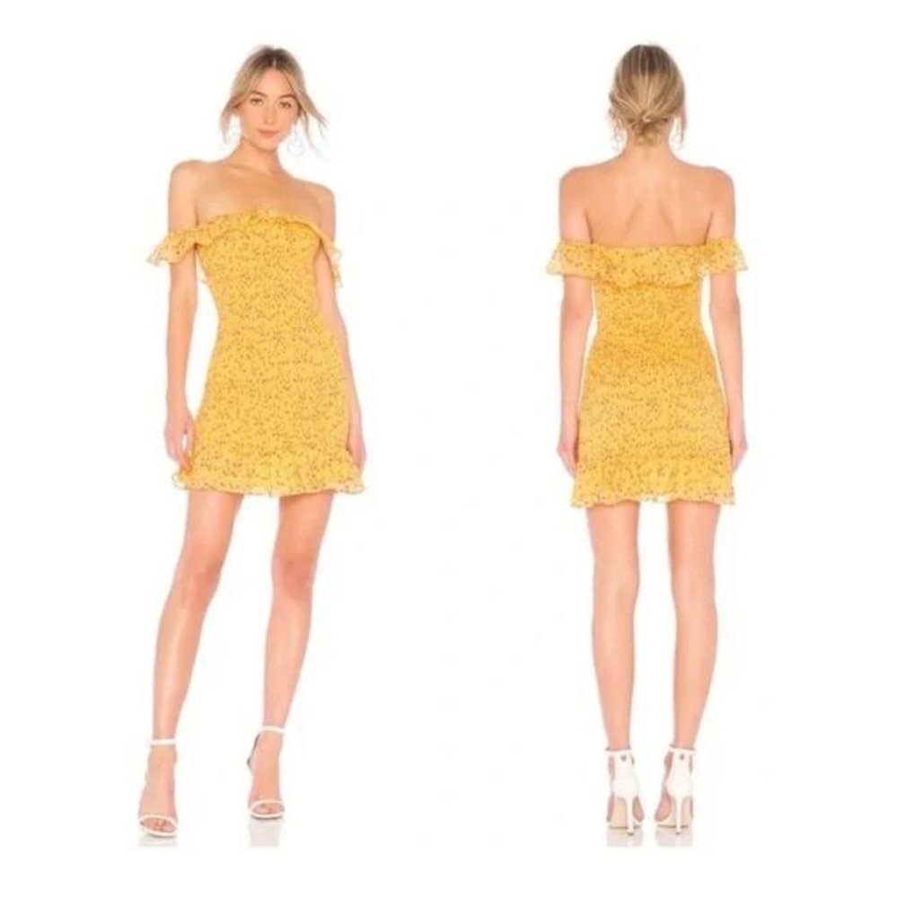 Lovers & Friends Women's Cotton Goldenrod Ditsy CENDALL Mini Dress Size XLarge